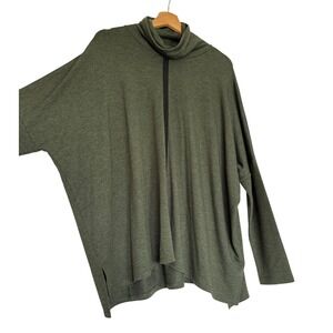 Greige Womens Green Oversized Lagenlook Turtleneck Sweater Size M